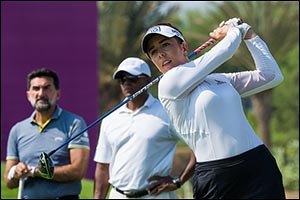 Team Georgia Hall with Morocco's Maha Haddioui, India's Diksha Dagar & H.E Yasir Al-Rumayyan lead at the Aramco Team Series – Jeddah